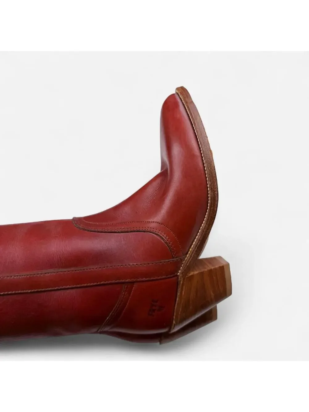Frye 70s Campus Boots Tall Leather Stacked Heel in Oxblood Burgundy